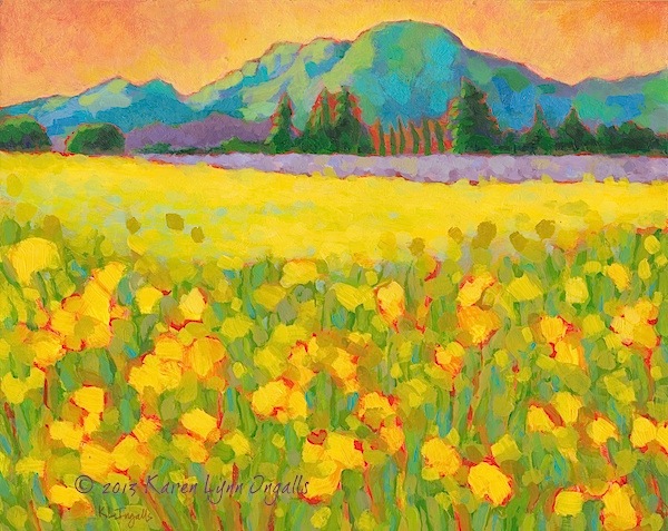 Napa Valley landscape painting vineyard mustard