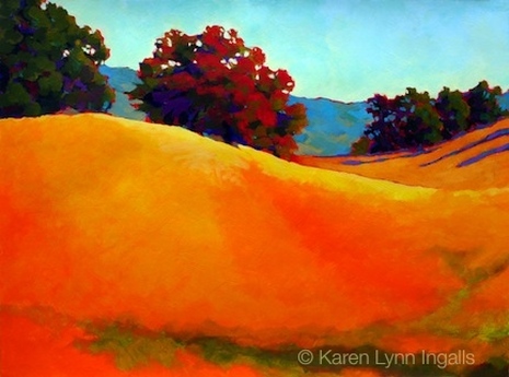 acrylic landscape painting of rural California, by Karen Lynn Ingalls