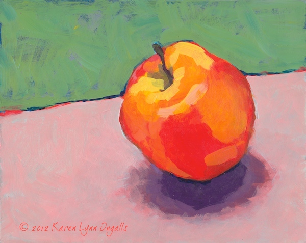 still life painting of an apple, Karen Lynn Ingalls